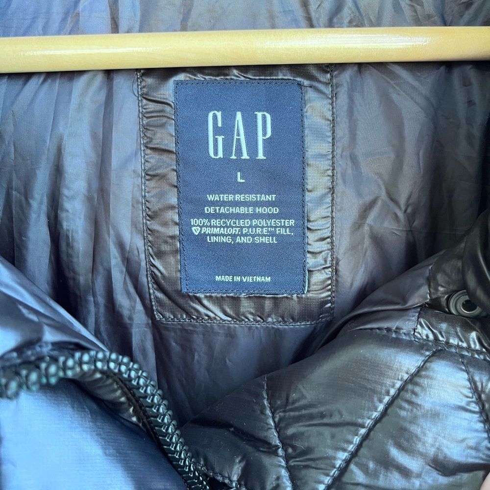 GAP Black Big Puff Cropped Puffer Jacket Women’s XL Hooded Coat - Picture 9 of 15